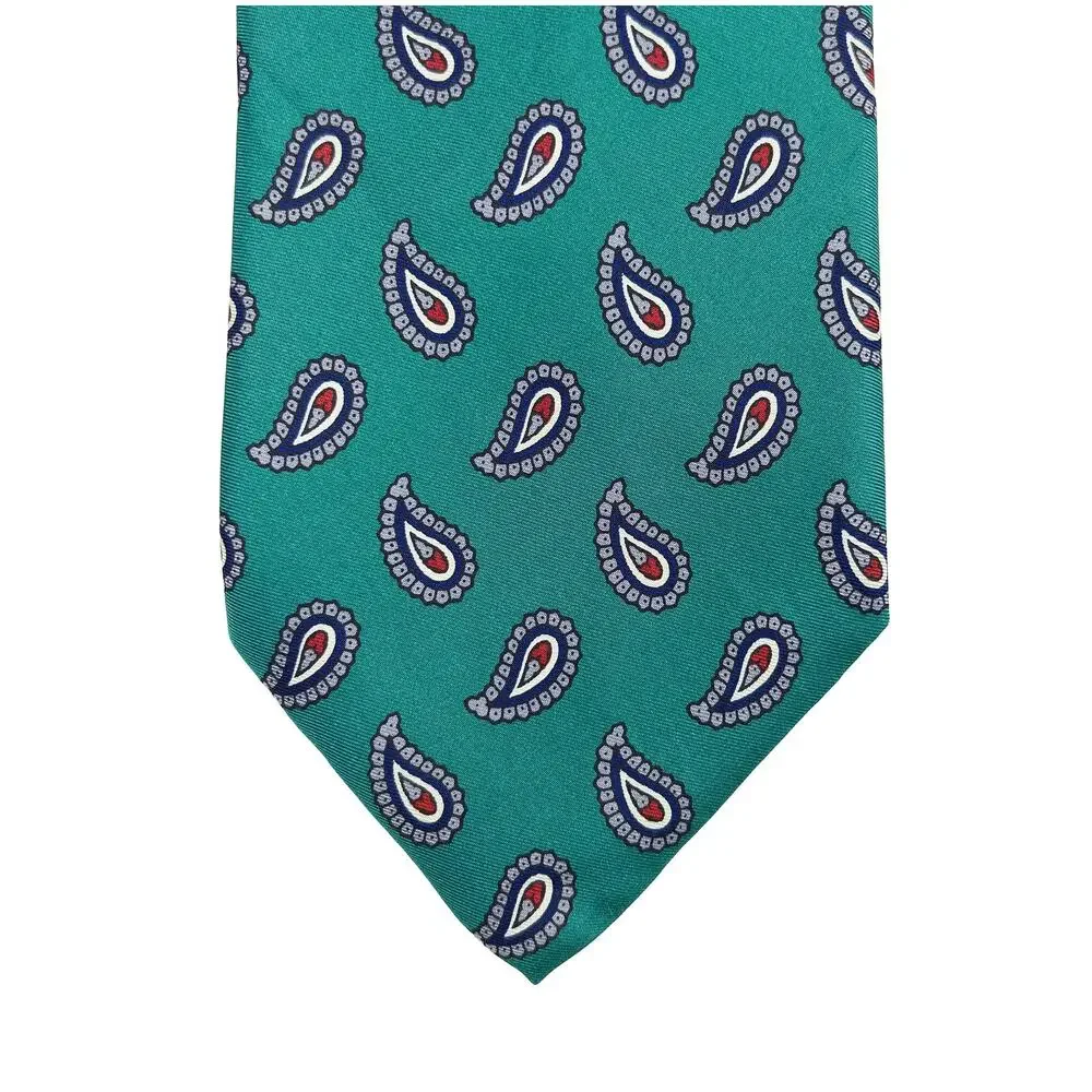 Robert Talbott Silk Tie Men Green Paisley Claymore Shop Hand Sewn USA